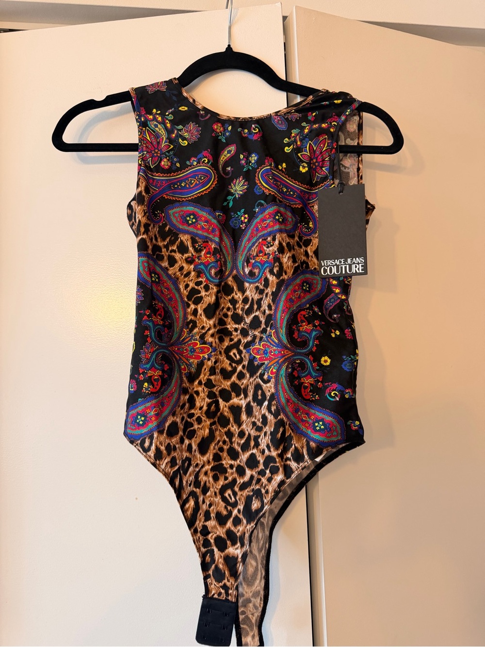 Versace Jeans Collection Leopard & Paisley Bodysuit - Black/Multicolor